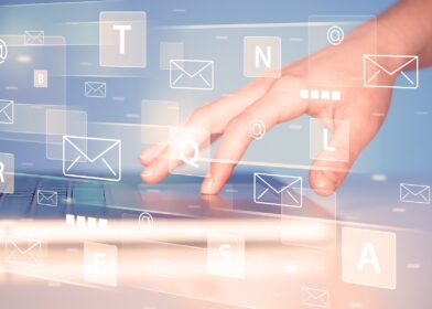 connected email data accessed from a laptop
