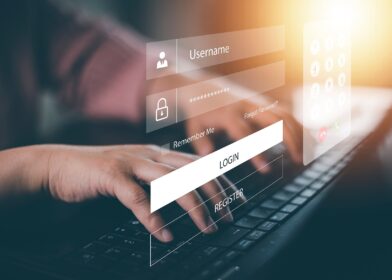A person logging into a platform with their credentials entered into an online portal