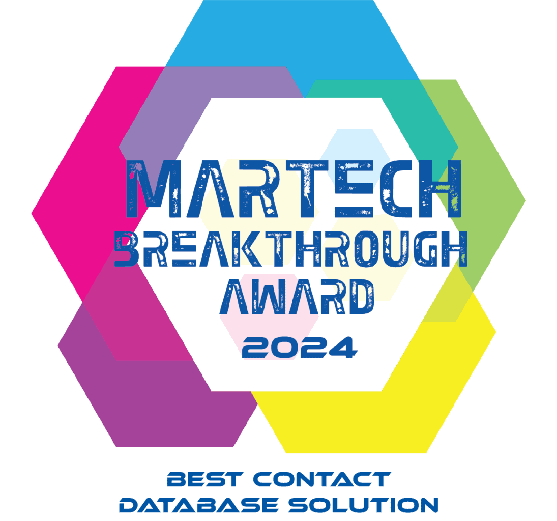 The 2024 Martech Breakthrough Award Badge for Best Contact Database Solution.
