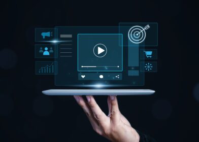 Laptop showing a display for video clips.